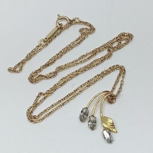 * vintage Krementz gold filled dainty rhinestones floral flower necklace 18.5"